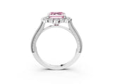 White gold Fancy Pink Asscher  Halo Milgrain Pave Diamond Ring with Four-Prong Setting 3