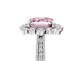 White gold Fancy Pink Asscher  Halo Milgrain Pave Diamond Ring with Four-Prong Setting 5