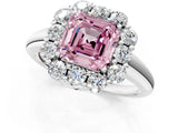 White gold Fancy Pink Asscher  Halo Milgrain Solitaire with Bezel Set Side Stones and Pave Band_32
