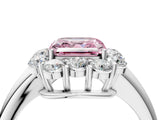White gold Fancy Pink Asscher  Halo Milgrain Solitaire with Bezel Set Side Stones and Pave Band_35