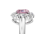 White gold Fancy Pink Asscher  Halo Milgrain Solitaire with Bezel Set Side Stones and Pave Band_37