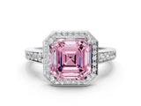 White gold Fancy Pink Asscher  Halo Pavé Diamond Engagement Ring with Bezel Setting_24
