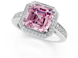 White gold Fancy Pink Asscher  Halo Pavé Diamond Engagement Ring with Bezel Setting_25