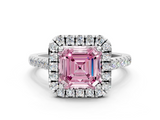 White gold Fancy Pink Asscher  Halo Pavé Diamond Engagement Ring with Four-Prong Setting_3