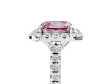 White gold Fancy Pink Asscher  Halo Pavé Diamond Engagement Ring with Four-Prong Setting_8