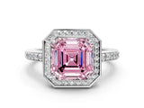 White gold Fancy Pink Asscher  Halo Pave Band Solitaire Ring with Prong Setting_46