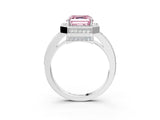 White gold Fancy Pink Asscher  Halo Pave Band Solitaire Ring with Prong Setting_49