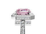 White gold Fancy Pink Asscher  Halo Pave Band Solitaire Ring with Prong Setting_51