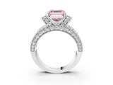 White gold Fancy Pink Asscher  Halo Pave Diamond Engagement Ring with Milgrain Detailing_49