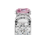 White gold Fancy Pink Asscher  Halo Pave Diamond Engagement Ring with Milgrain Detailing_51