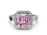 White gold Fancy Pink Asscher  Halo Pave Split Shank Prong Setting Ring_26