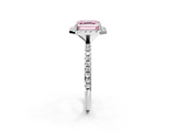 White gold Fancy Pink Asscher  Halo Round Diamond Pavé Band Four-Prong Ring_5