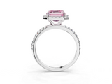 White gold Fancy Pink Asscher  Halo Round Diamond Pavé Band Four-Prong Ring_6