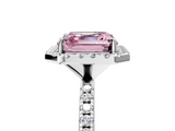 White gold Fancy Pink Asscher  Halo Round Diamond Pavé Band Four-Prong Ring_8