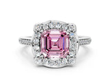 White gold Fancy Pink Asscher  Halo Round Diamond Pave Band with Four-Prong Setting_93
