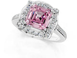 White gold Fancy Pink Asscher  Halo Round Diamond Pave Band with Four-Prong Setting_94