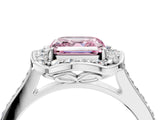 White gold Fancy Pink Asscher  Halo Round Diamond Pave Band with Four-Prong Setting_95
