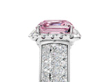 White gold Fancy Pink Asscher  Halo Round Diamond Pave Band with Prong Setting_17