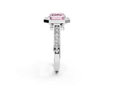 White gold Fancy Pink Asscher  Halo Solitaire Diamond Ring with Pave Band and Bezel Setting_47