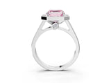 White gold Fancy Pink Asscher  Halo Solitaire Diamond Ring with Pave Band and Bezel Setting_48