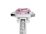 White gold Fancy Pink Asscher  Halo Solitaire Diamond Ring with Pave Band and Bezel Setting_49