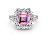 White gold Fancy Pink Asscher  Halo Split Shank Diamond Engagement Ring with Pave Band and Four-Prong Setting_16