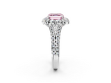 White gold Fancy Pink Asscher  Halo Split Shank Diamond Engagement Ring with Pave Band and Four-Prong Setting_19