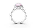 White gold Fancy Pink Asscher  Halo Split Shank Diamond Engagement Ring with Pave Band and Four-Prong Setting_20