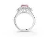 White gold Fancy Pink Asscher  Halo Split Shank Diamond Engagement Ring with Prong Setting_19