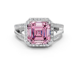White gold Fancy Pink Asscher  Halo Split Shank Diamond Ring with Four-Prong Setting_17