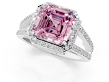 White gold Fancy Pink Asscher  Halo Split Shank Diamond Ring with Four-Prong Setting_18