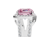 White gold Fancy Pink Asscher  Halo Split Shank Diamond Ring with Four-Prong Setting_22
