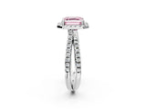 White gold Fancy Pink Asscher  Halo Split Shank Diamond Ring with Pavé Setting_100