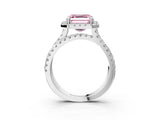 White gold Fancy Pink Asscher  Halo Split Shank Diamond Ring with Pavé Setting_101