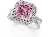 White gold Fancy Pink Asscher  Halo Split Shank Diamond Ring with Pavé Setting_103