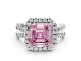 White gold Fancy Pink Asscher  Halo Split Shank Diamond Ring with Pavé Setting_106