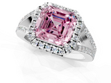 White gold Fancy Pink Asscher  Halo Split Shank Diamond Ring with Prong Setting_1