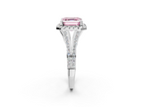 White gold Fancy Pink Asscher  Halo Split Shank Diamond Ring with Prong Setting_2