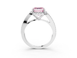 White gold Fancy Pink Asscher  Halo Split Shank Diamond Ring with Prong Setting_3