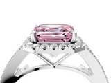 White gold Fancy Pink Asscher  Halo Split Shank Diamond Ring with Prong Setting_4