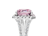 White gold Fancy Pink Asscher  Halo Split Shank Diamond Ring with Prong Setting_5