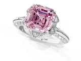 White gold Fancy Pink Asscher  Halo Split Shank Pave Diamond Ring with Petal Prong Setting_34