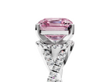 White gold Fancy Pink Asscher  Halo Twist Band Solitaire Prong Setting Ring_5