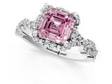 White gold Fancy Pink Asscher  Halo Twist Band Solitaire Ring with Six-Prong Setting_33