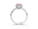 White gold Fancy Pink Asscher  Halo Twist Band Solitaire Ring with Six-Prong Setting_40