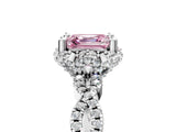 White gold Fancy Pink Asscher  Halo Twist Band Solitaire Ring with Six-Prong Setting_42