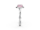 White gold Fancy Pink Asscher  Halo Twist Band Solitaire Ring_2