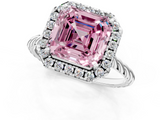 White gold Fancy Pink Asscher  Halo Twisted Band Four-Prong Diamond Ring_1