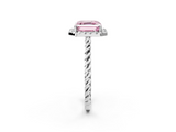 White gold Fancy Pink Asscher  Halo Twisted Band Four-Prong Diamond Ring_2