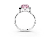White gold Fancy Pink Asscher  Halo Twisted Band Four-Prong Diamond Ring_3